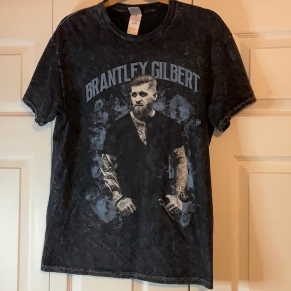 Brantley Gilbert Black Blue Tee Shirt Medium Cotton 2022 Tour - Picture 1 of 4